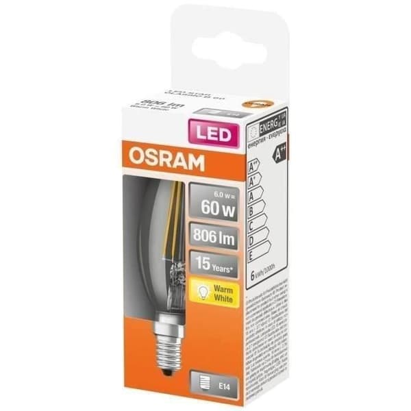 OSRAM - LED flame clear filament 6,5W E14 806lm 2700K varm