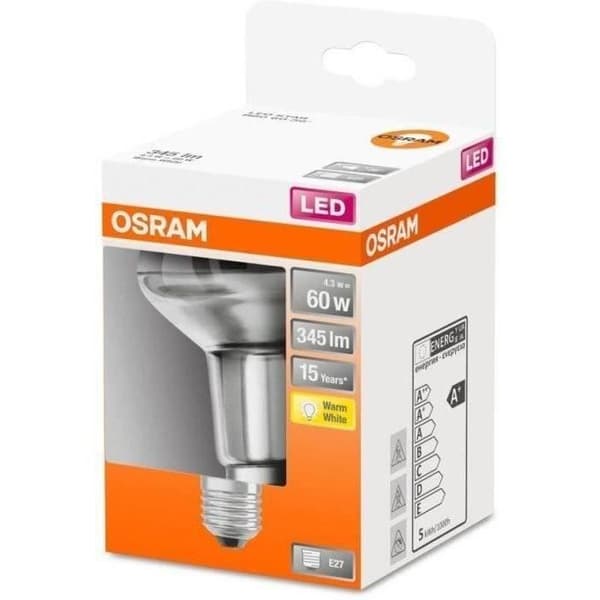 OSRAM Spotlight R80 LED klarglas 4,3W E27 345lm 2700K - Varmvit