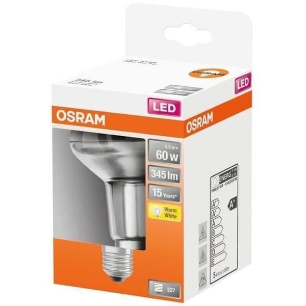 OSRAM Spotlight R80 LED klarglas 4,3W E27 345lm 2700K - Varmvit