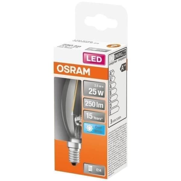 OSRAM - LED flame filament 2,5W E14 250lm 4000K kall