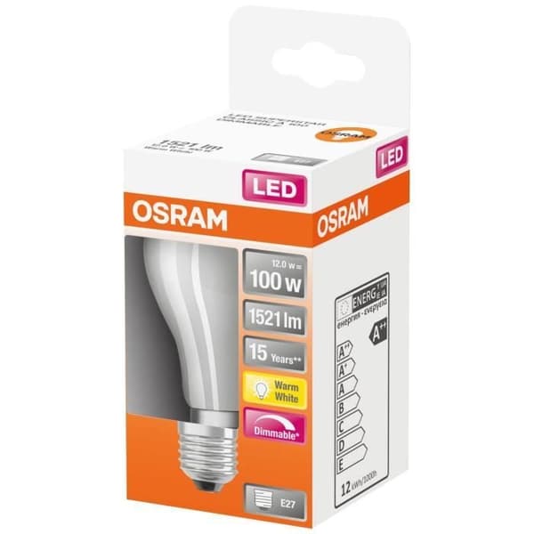 OSRAM Standard LED-lampa dimbart frostat glas 12W=100 E27 varm