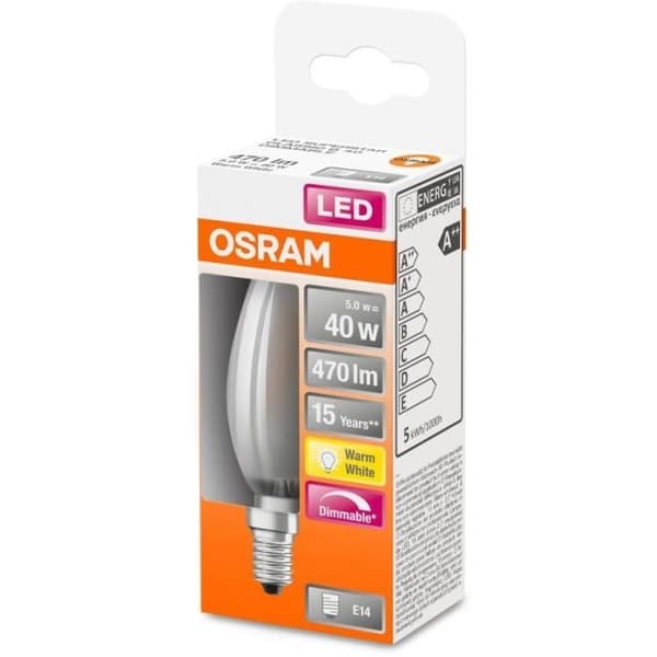 OSRAM LED flame glödlampa frostat glas dimbar 4,5W=40 E14 varm