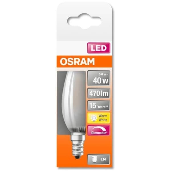 OSRAM LED flame glödlampa frostat glas dimbar 4,5W=40 E14 varm