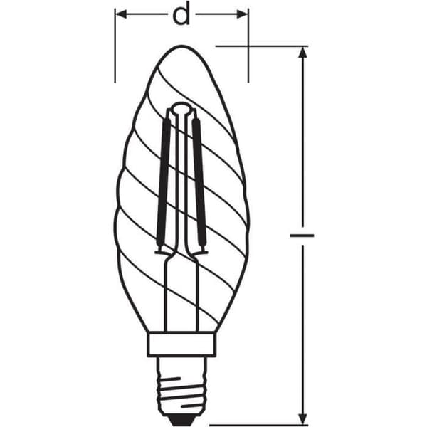 OSRAM LED-lampa Flame tvinnad klar glödtråd 4W=40 E14 varm