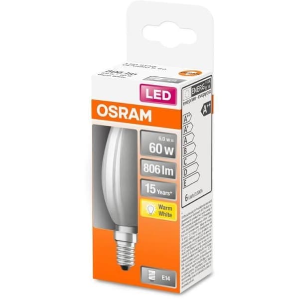 OSRAM LED flame glödlampa frostat glas 6,5W=60 E14 varm