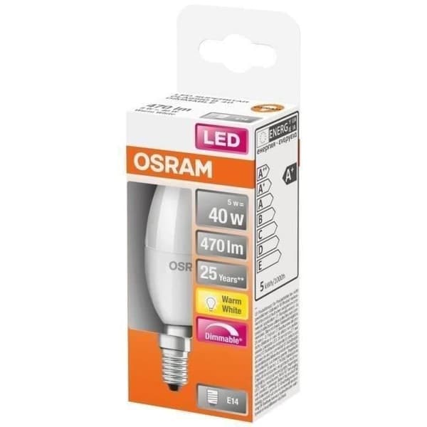 OSRAM - Frosted flame LED + varm 5W E14 variabel radiator