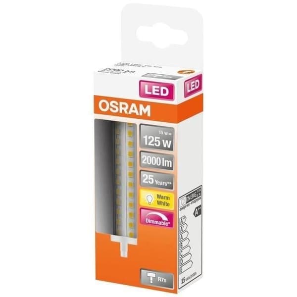OSRAM LED penna glödlampa 118mm dimbar 15W=125 R7S varm