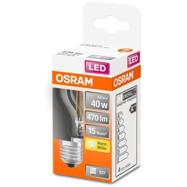 OSRAM LED Glödlampa Spherical klar filament 4W=40 E27 varm