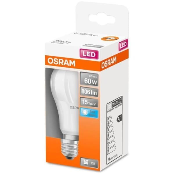 OSRAM LED-lampa Standard opak med kylfläns 8,5W=60 E27 kall