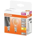 Miniatyrbild 1 av 2: OSRAM - Förpackning med 2 LED sfäriska glas klara 4W E14 470lm 2700K varm