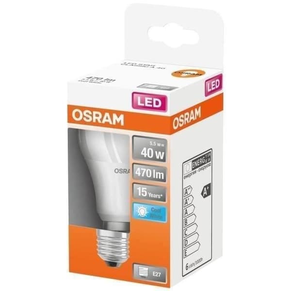 OSRAM - LED standard opal radiator 5,5W E27 470lm 4000K kall