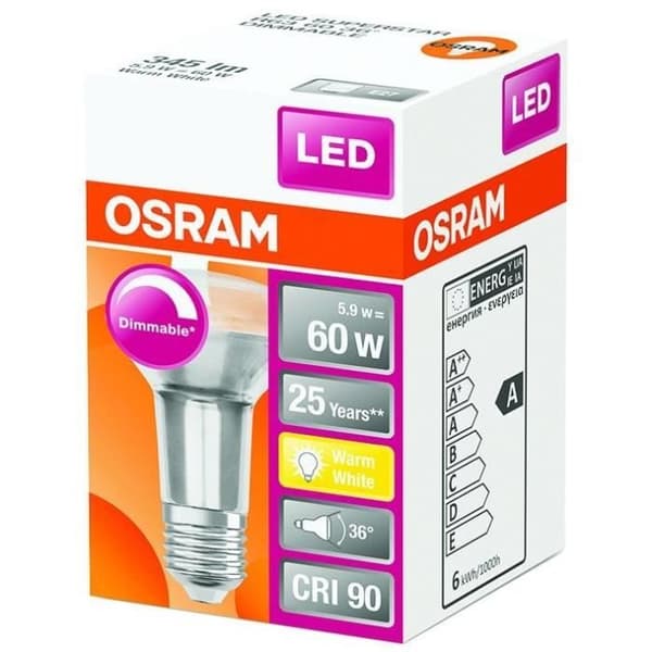 OSRAM - LED spot ampull R63 dimbar 59W60 E27 varm förpackning 1