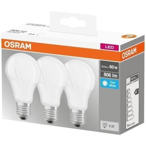 OSRAM LED-lampa standard opal kampanjaskåp om 3 E27 9W - Kallvit
