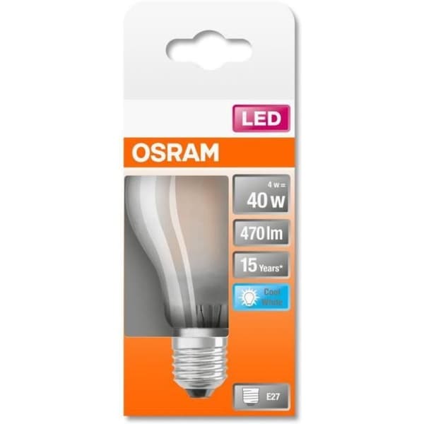 OSRAM LED-lampa Standard frostat glas 4W=40 E27 kall