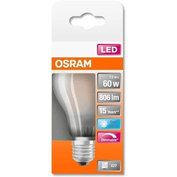 OSRAM Standard LED-lampa dimbart frostat glas 7W=60 E27 kall