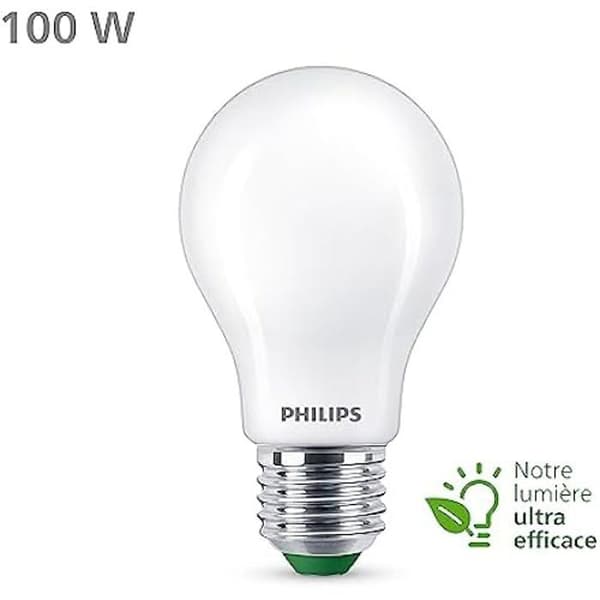 Philips Ultra Efficient Class A LED-lampa, 100W, E27-sockel, kall vit 4000K, frostad, glas