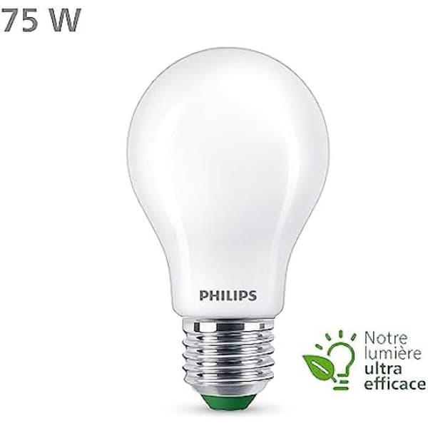 Ultraeffektiv klass A LED-lampa - PHILIPS - E27 bas - Varmvit 2700K - Frostad