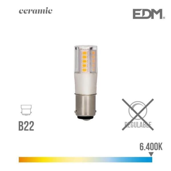 LED-lampa B22 5,5W 650 lm 6400k Kallljus keramisk bas EDM