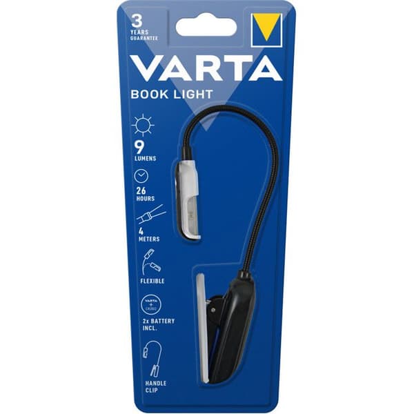 Varta läslampa med 30g klämmor - Svart - 5mm LED - Batteritid 26h00