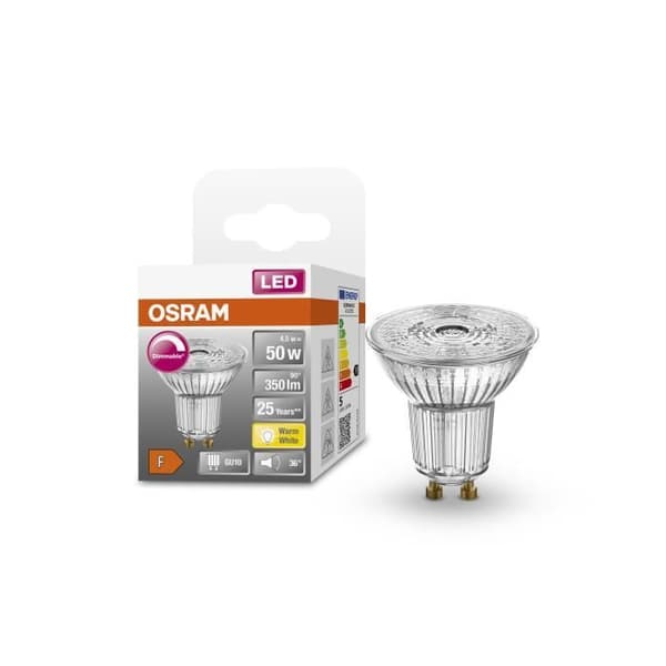 OSRAM Superstar reflektorlampa, GU10-sockel, klarglas, Varmvit (2700K), 350 Lumen, Ersättning för 2700
