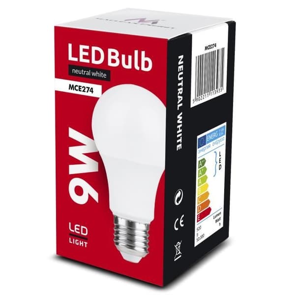 Ampull LED E27, 9W 230V naturligt vit 4000K 920lm Maclean Energy MCE274