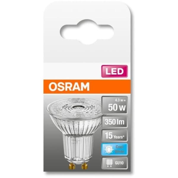 OSRAM Spot PAR16 LED 36° glas 4,3W=50 GU10 kall