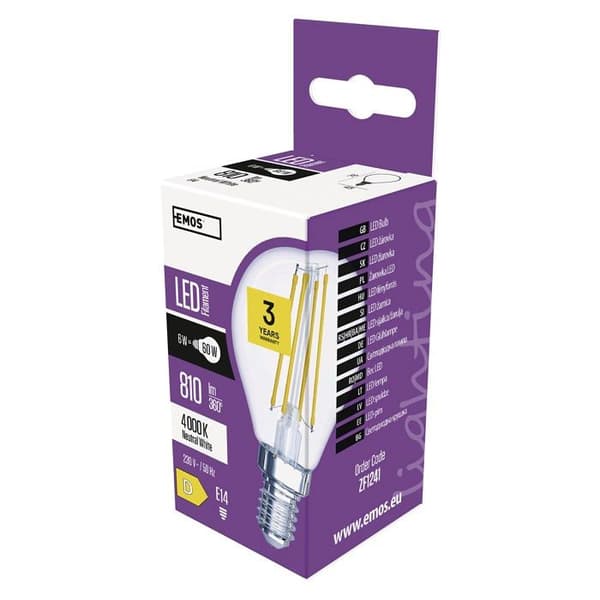 Emos - ZF1241 - LED-lampa 6W E14 230V 4000K 810lm dekorativ filament mini globe neutralvit