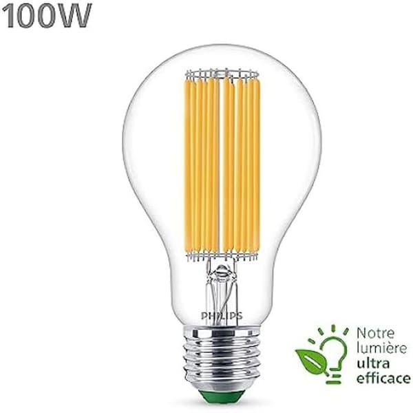 Ultraeffektiv klass A LED-lampa - PHILIPS - 100W - E27 bas - Varmvit 2700K - Transparent