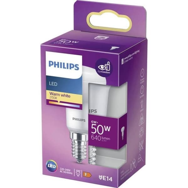 LED-lampa - Philips - LED Standard R50 - Motsvarar 60 W - Fattning E14 - Varmvit