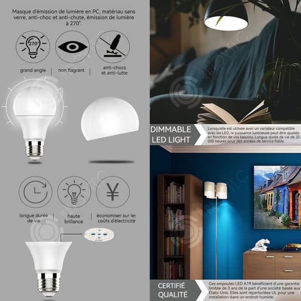 INN 9W glödlampa 1 set med 10 stycken superstark LED-lampa 6500K kallvitt ljus E27 glödlampa hushållsögonskydd