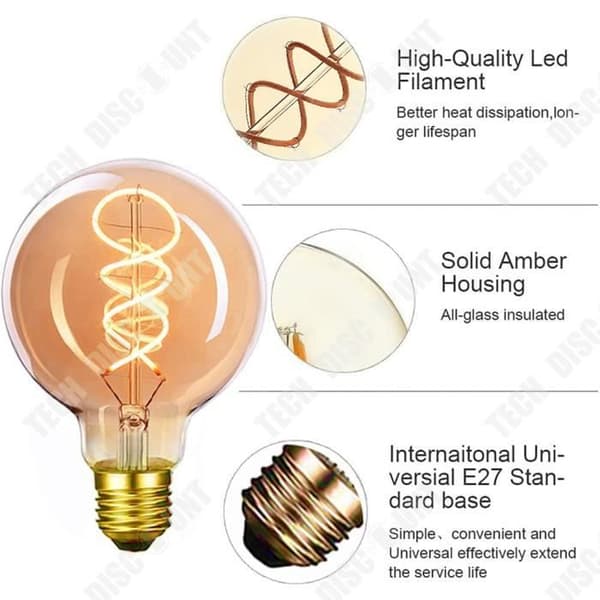 TD® G80 Edison trådlindad glödlampa spiralhängande volframtråd retro kreativ personlighet glödlampa heminredning