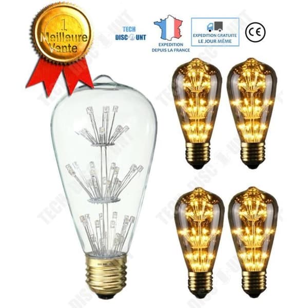 TD® Edison Bulb Lamp - KTV Starry Bulb - Varmgul Energisparande LED - Dekorativ konst Ljuskälla E27