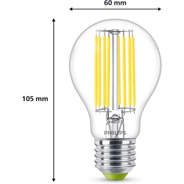 Philips LED klass A-lampa, 60W, 4000K, transparent, glas