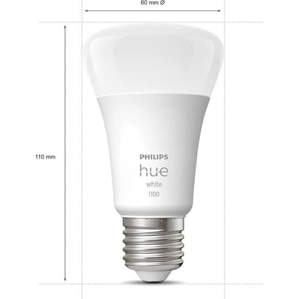 Förpackning med 2 anslutna LED-lampor - PHILIPS HUE White - 929002469205 - E27 - Motsvarar 75 W - 1100 lumen - Bluetooth