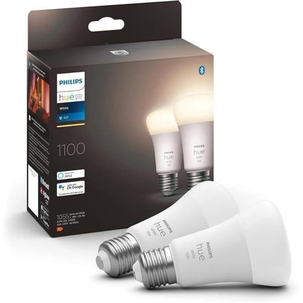 Förpackning med 2 anslutna LED-lampor - PHILIPS HUE White - 929002469205 - E27 - Motsvarar 75 W - 1100 lumen - Bluetooth
