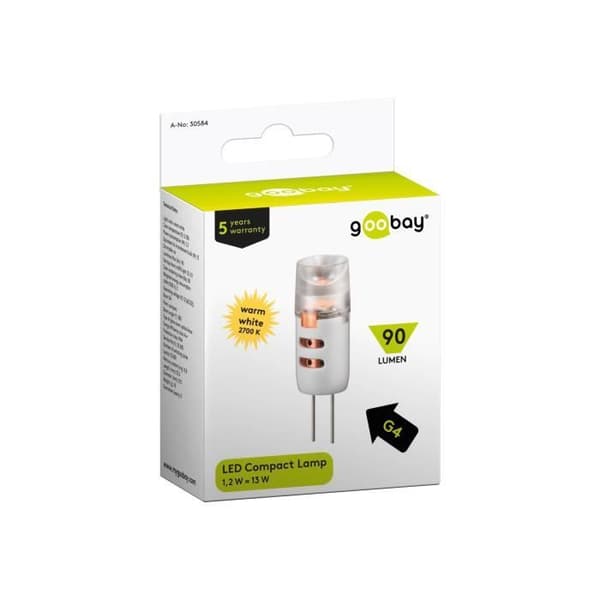 goobay - LED-lampa - G4 - 1.2 W (motsvarar 13 W) - klass A++ - varm vit ljus - 2700 K - vit