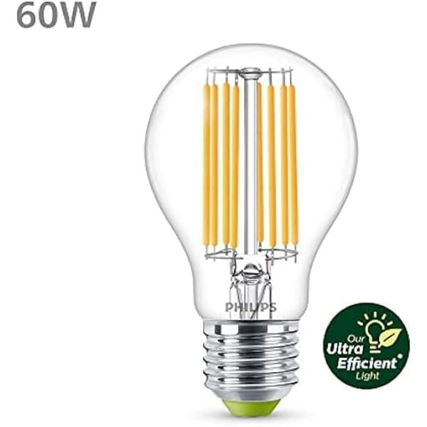 Ampull LED Ultra Effektiv Klass A - PHILIPS - 60W - Sockel E27 - Varm vit 2700K - Transparent glas