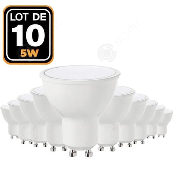 INN Ampuller LED 10st 180-240V GU10 5W motsvarande 40W Vit Dagsljus 6000K Icke-dimbar Energibesparande Hemlampor
