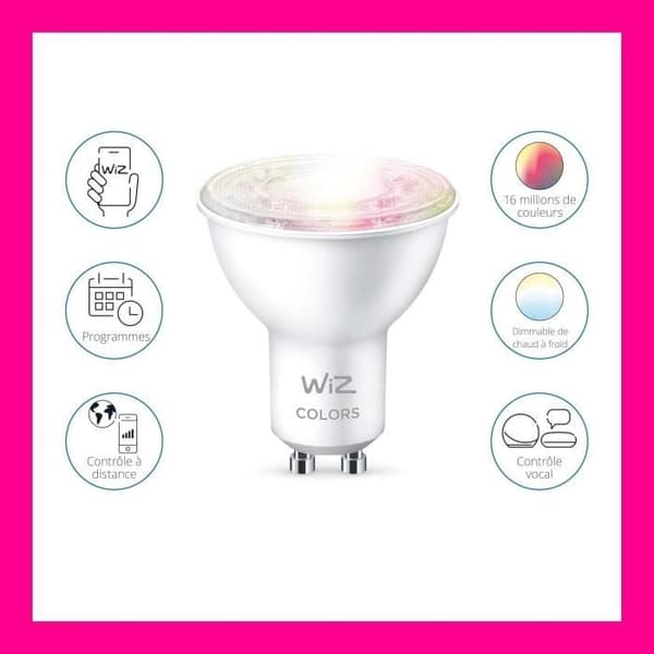 LED-ampull i glas ansluten - WIZ - 929003772322 - GU10 - Motsvarande 50 W - 16 miljoner färger - Wi-Fi/Bluetooth
