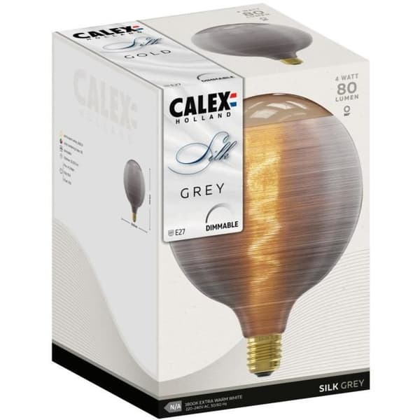 E27 LED-lampa - CALEX - G125 - Spiraltråd - 4W - 80 lm - 1800 K - Grå