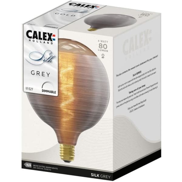 E27 LED-lampa - CALEX - G125 - Spiraltråd - 4W - 80 lm - 1800 K - Grå