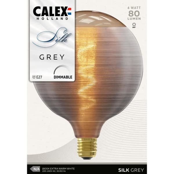E27 LED-lampa - CALEX - G125 - Spiraltråd - 4W - 80 lm - 1800 K - Grå