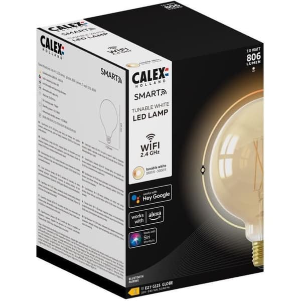Ansluten glödlampa LED-lampa Amber Globe G125 E27 - CALEX - 7W - 806 lm - 3000 K - Variabel intensitet - Guld