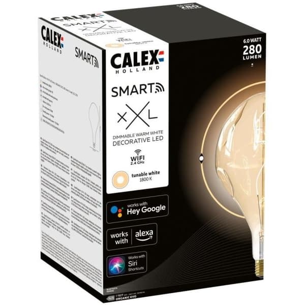 E27 LED-lampa - CALEX - SMART ORGANIC EVO - Flexibel glödtråd - 6 W - 280 lm - 1800 K - Dimbar - Guld