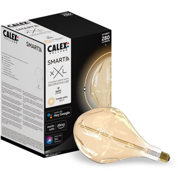E27 LED-lampa - CALEX - SMART ORGANIC EVO - Flexibel glödtråd - 6 W - 280 lm - 1800 K - Dimbar - Guld