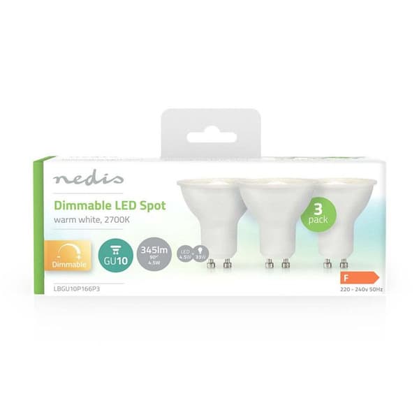 LED-lampa GU10 - NEDIS - LBGU10P166P3 - 4,5 W - 345 lm - Varm Vitt - 3 delar