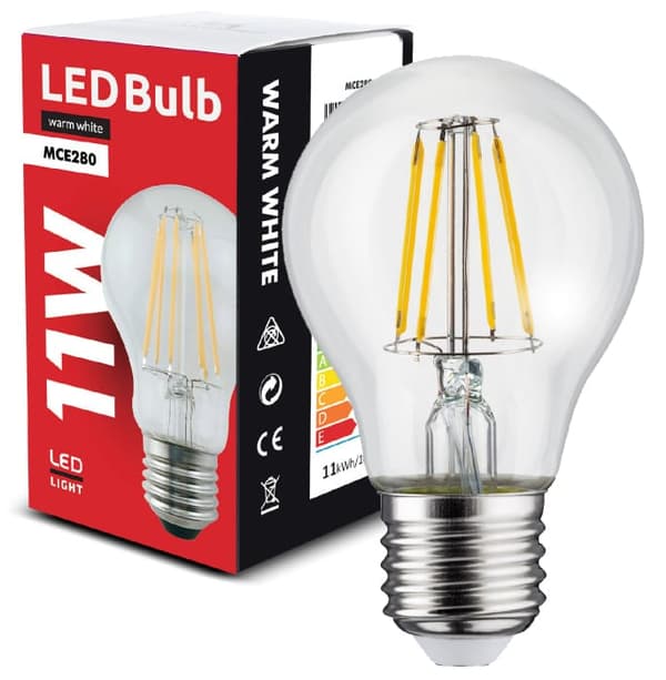LED-glødepære E27, 11W, 230V, varm. Retro MCE280 WW
