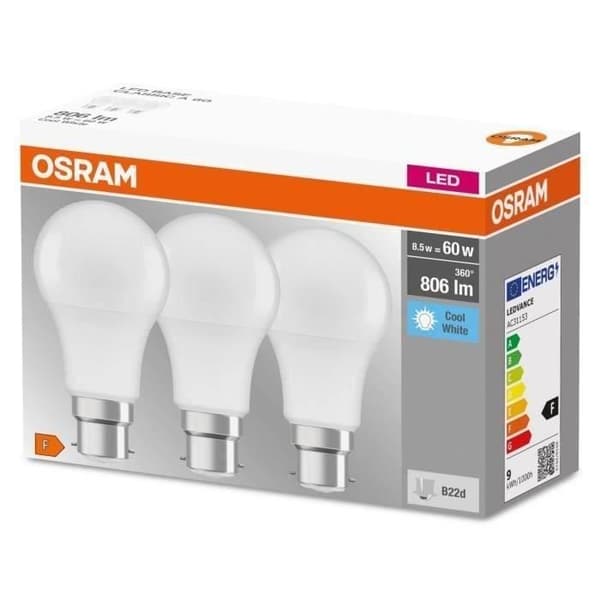 OSRAM Frostad Standard LED-lampa med B22 kylfläns 8,5W - Cool White