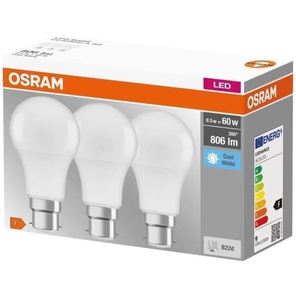 OSRAM Frostad Standard LED-lampa med B22 kylfläns 8,5W - Cool White