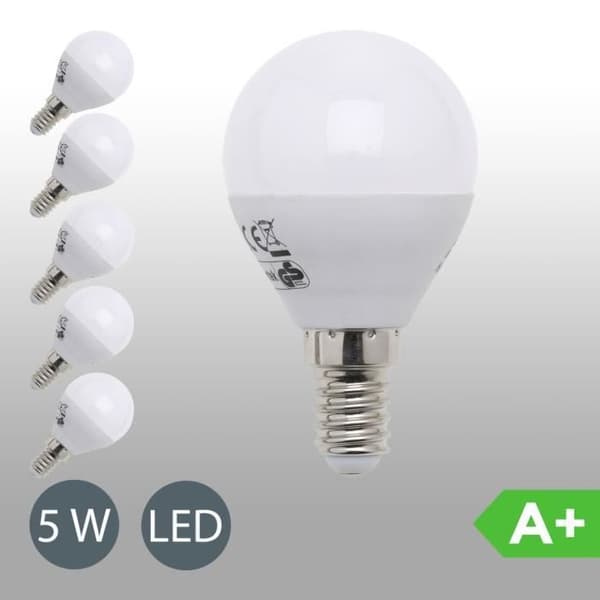 LED-lampa E14 energisparlampa 5W rund form Set om 5